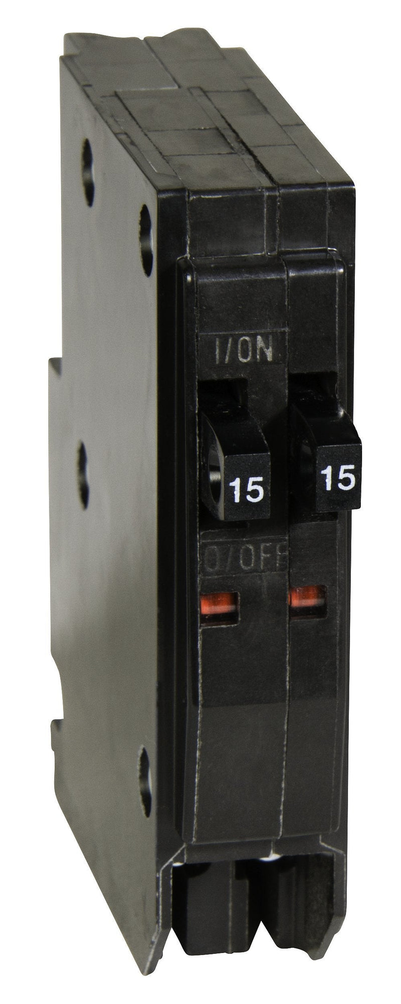 Square D by Schneider Electric QOT1515CP Tandem Mini Circuit Breaker, QO, 2 x 1 Pole at 15A, 120/240VAC, 10kA, Plug in Mount, Black 2 x 15 Amp