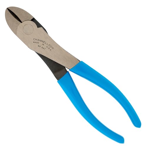 Channellock 447 7.5-inch curved jaw diagonal cutting pliers with blue handles