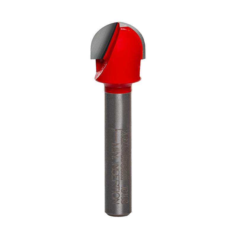 Freud 18-108: 1/4" Radius Round Nose Bit | With Premier Solid Carbide for Fluted Millwork, Signs and Decorative Veining - 18-108