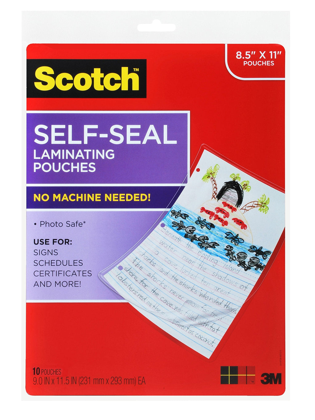 [Australia - AusPower] - Scotch Self-Seal Laminating Pouches, 10 Pack, Letter Size (LS854-10G) 