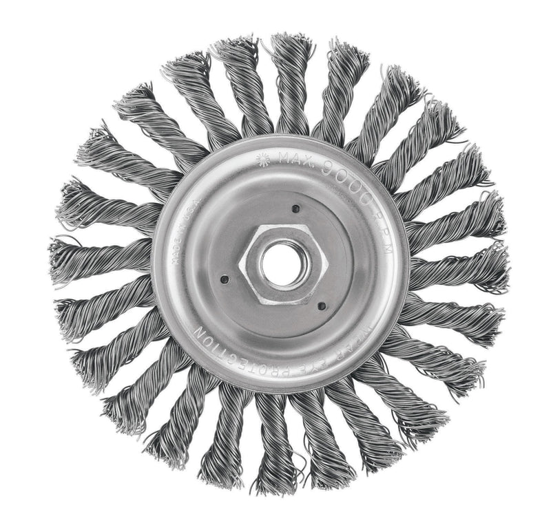DEWALT Wire Wheel, 6-Inch, Full Cable Twist, Carbon Steel, 5/8-Inch-11 Arbor, .025-Inch (DW4937)