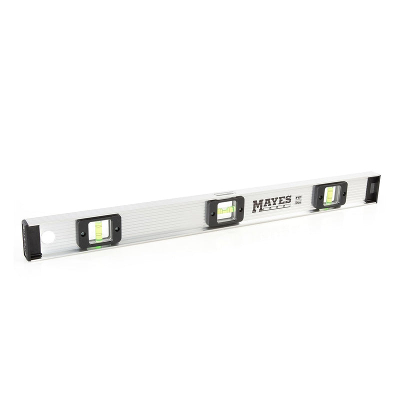 [Australia - AusPower] - Mayes 10112 Aluminum 24 Inch Level, Made in USA 2 Ft Level, Heavy Duty I-Beam Construction for Jobsite Use, 3 Impact-Resistant Vials, V-Groove for Pipe Work 