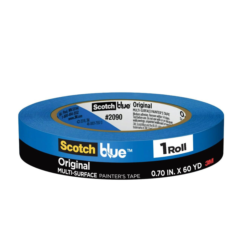 ScotchBlue Original Multi-Surface Painter's Tape, 0.70 Inches x 60 Yards, 1 Roll, Blue, Paint Tape Protects Surfaces and Removes Easily, Multi-Surface Painting Tape for Indoor and Outdoor Use 0.70" Width