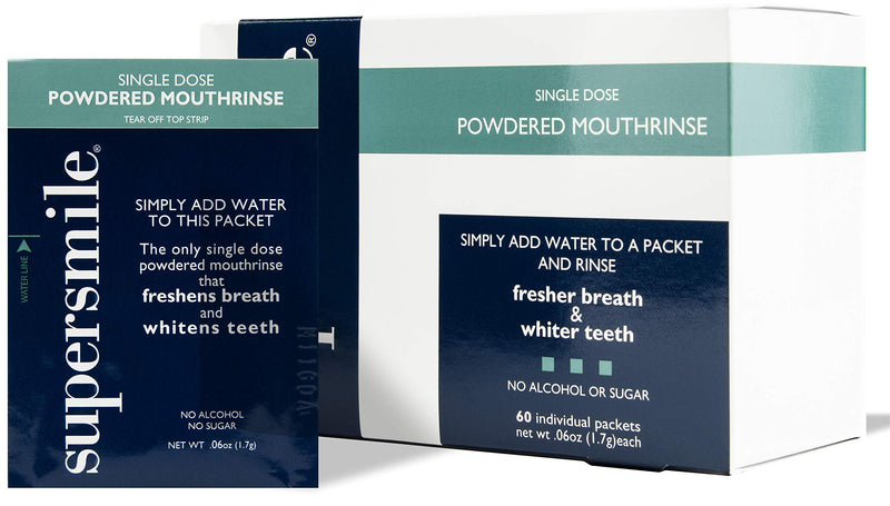 Supersmile Powdered Mouth Rinse - Clinically Proven to Freshen Breath and Whiten Teeth - Convenient TSA Approved On-the-Go Oral Mouthwash Packets - No Sugar or Alcohol 36 Ounce (Pack of 1)