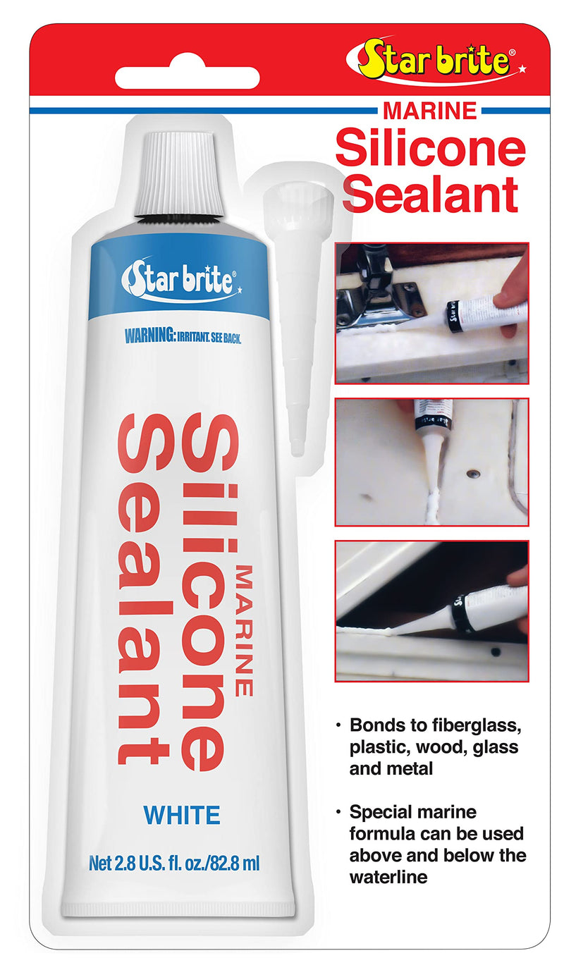 [Australia - AusPower] - STAR BRITE Marine Silicone Sealant - Waterproof, Durable, UV Resistant, for Fiberglass, Metal, Wood, Glass, Ceramic & More - White 2.8 OZ. (082101) 