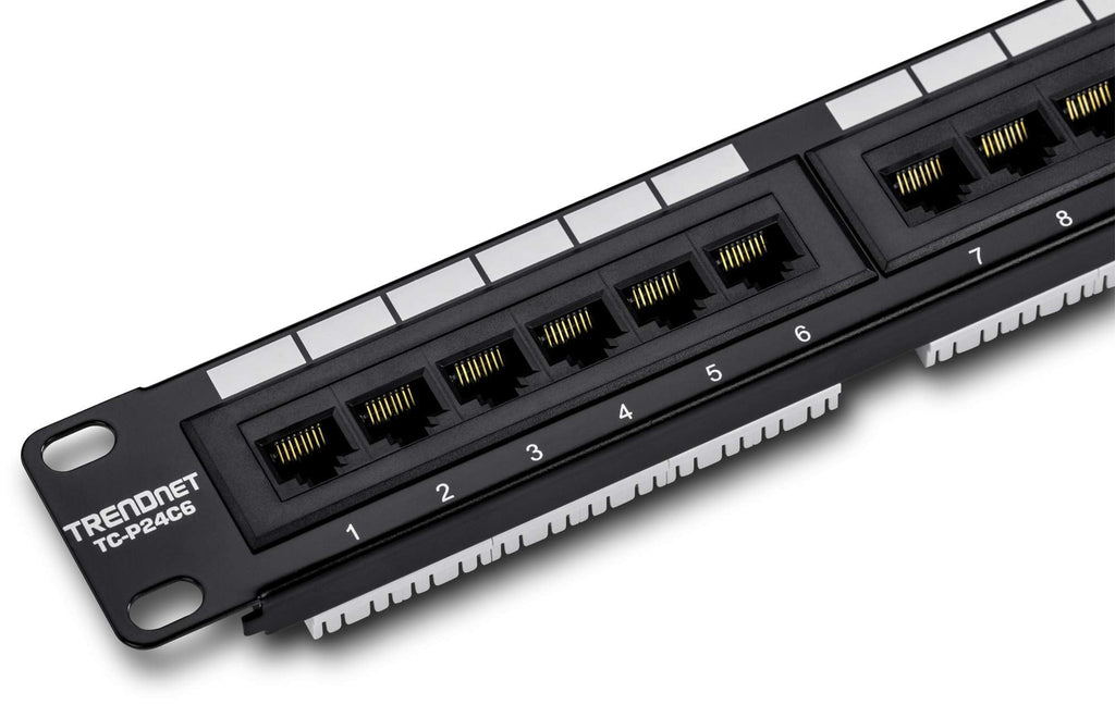 [Australia - AusPower] - TRENDnet 24-Port Cat6 Unshielded Patch Panel, Wallmount or Rackmount, Compatible with Cat3,4,5,5e,6 Cabling, For Ethernet, Fast Ethernet, Gigabit Applications, Black, TC-P24C6 24 Port Patch Panel 