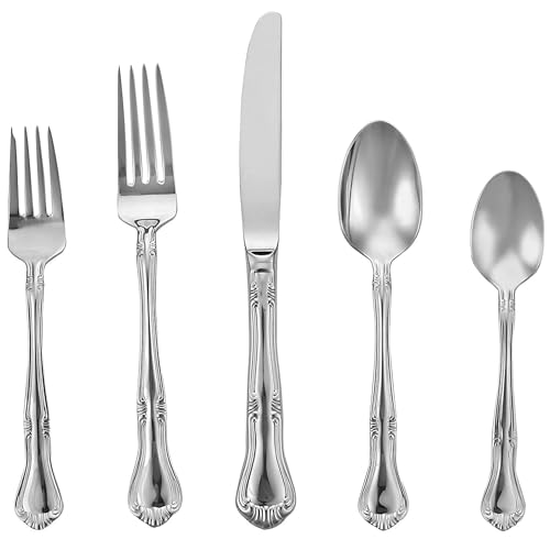 Gorham Valcourt Stainless Flatware 5 Piece Place Setting , Silver -