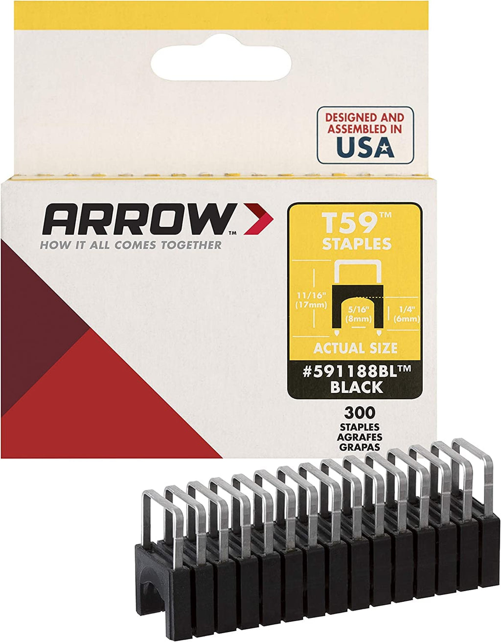 Arrow 591188BL T59 Insulated Black 1/4-Inch by 5/16-Inch, 5/16, 300 Count