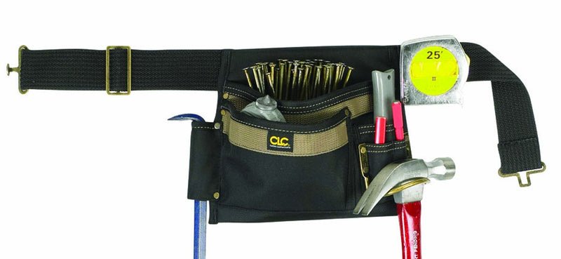 Custom Leathercraft Unisex 1245 Tool Bag, Black/Tan, 6-Pocket US