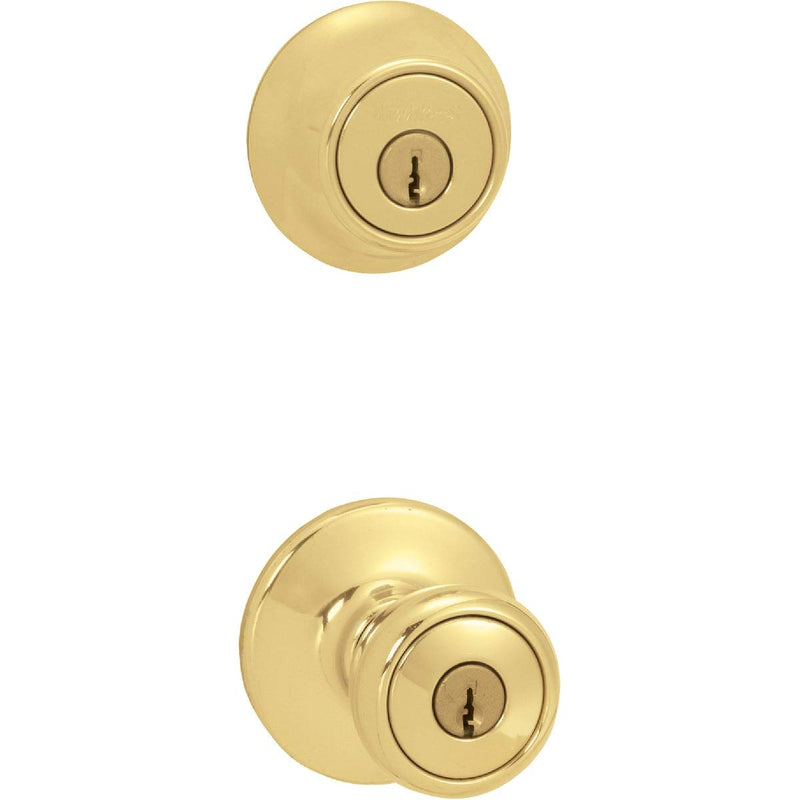 Kwikset 690 Tylo Entry Knob and Single Cylinder Deadbolt Combo 6-Pack, Polished Brass 1