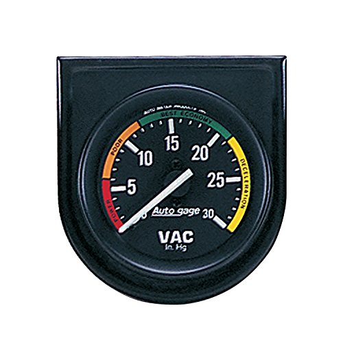 AUTO METER 2337 AutoGage vacuum gauge panel, 2.3125-inch round gauge with black face and white markings
