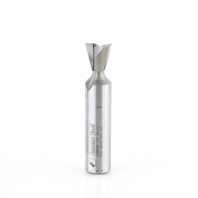 Amana Tool - 45806 Carbide Tipped Dovetail 14 Deg x .532 Dia x 1/2 Shank For Om 0.532 D x 1/2 CH x 1/2