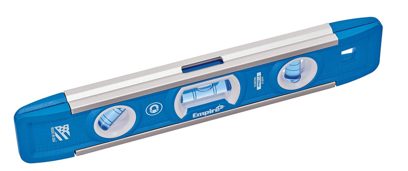 [Australia - AusPower] - Empire Level EM81.9G 9 Inch Magnetic Torpedo Level w/Overhead Viewing Slot (Made in USA), Silver/White/Blue 