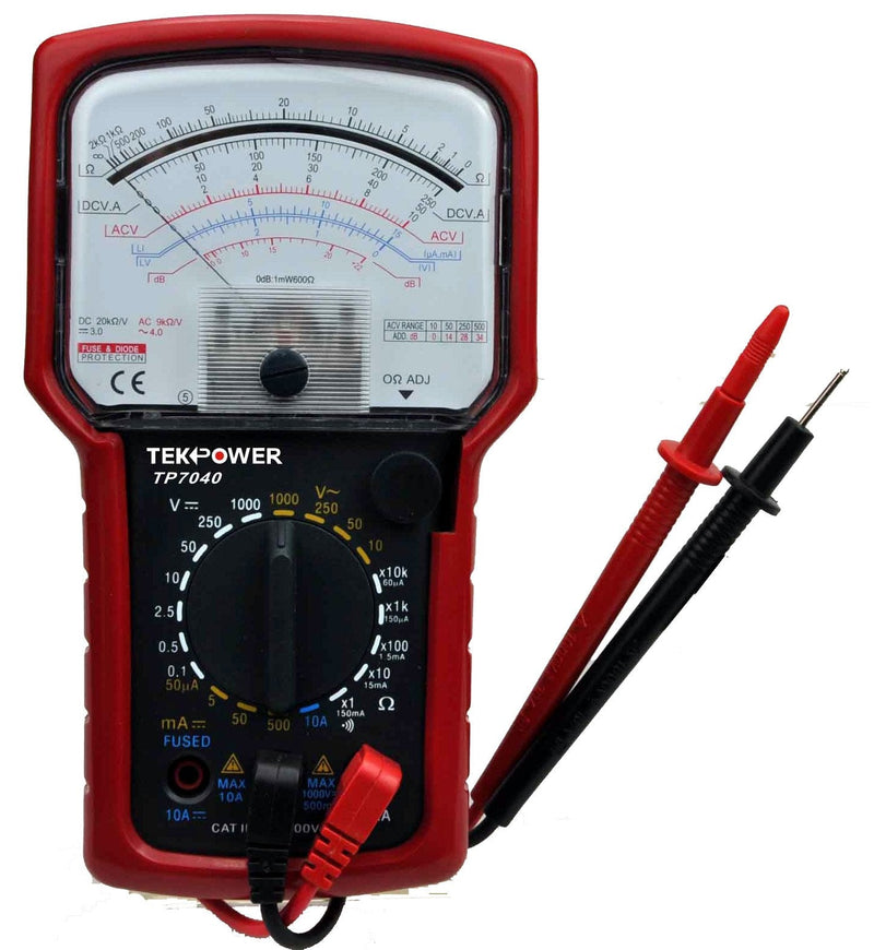 [Australia - AusPower] - Tekpower TP7040 20-Range AC/DC Analog Multimeter General Purpose with High Accuracy and Well Built Details, Strong Needle 