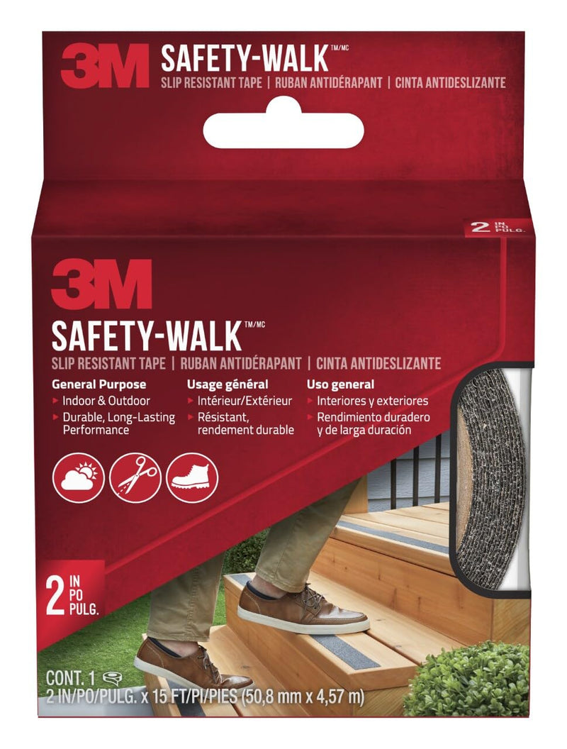 3M Safety-Walk Slip Resistant Tape, 2 in x 15 ft, Anti Slip Black Tape, Adhere Without Wrinkling, Curling, Tearing or Lifting, Self-Adhesive Backing For Quick & Easy Application, 1 Roll (610B-R2X180) 2 Inch