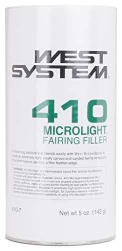 West System 410 Microlight epoxy fairing filler, 7 oz container for wood repair and easy sanding