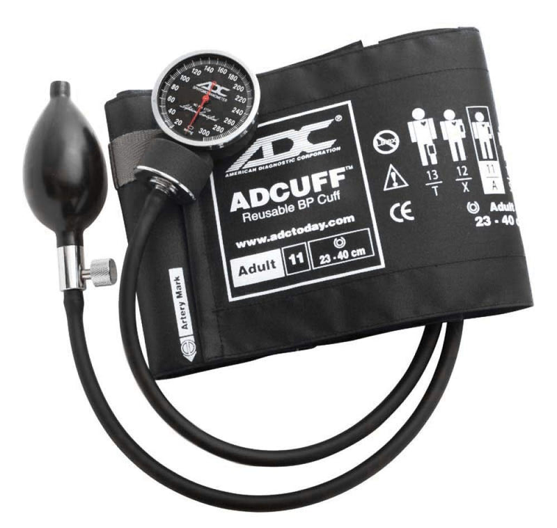 [Australia - AusPower] - ADC 720-11ABK Diagnostix Model 720 Premium Professional Pocket Aneroid Sphygmomanometer with Adcuff Nylon Blood Pressure Cuff, Adult, Black 