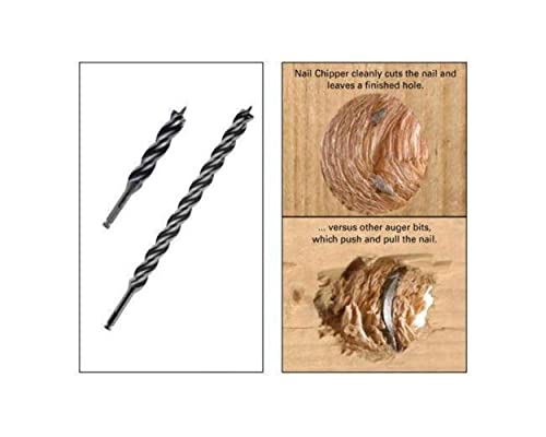 WoodOwl Tri-Cut 13/16-inch by 7-1/2-inch nail chipper auger drill bit