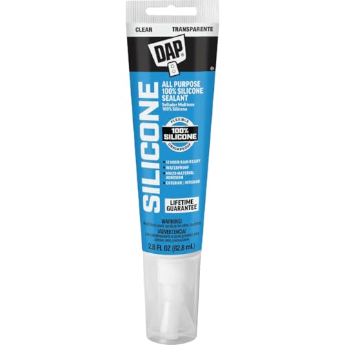 DAP clear 100% silicone rubber sealant for windows, doors, and siding, 2.8 oz tube