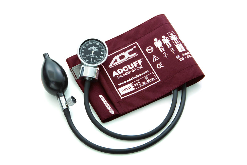 [Australia - AusPower] - ADC Diagnostix 700 Premium Professional Pocket Aneroid Sphygmomanometer with Adcuff Nylon Blood Pressure Cuff, Adult, Burgundy 
