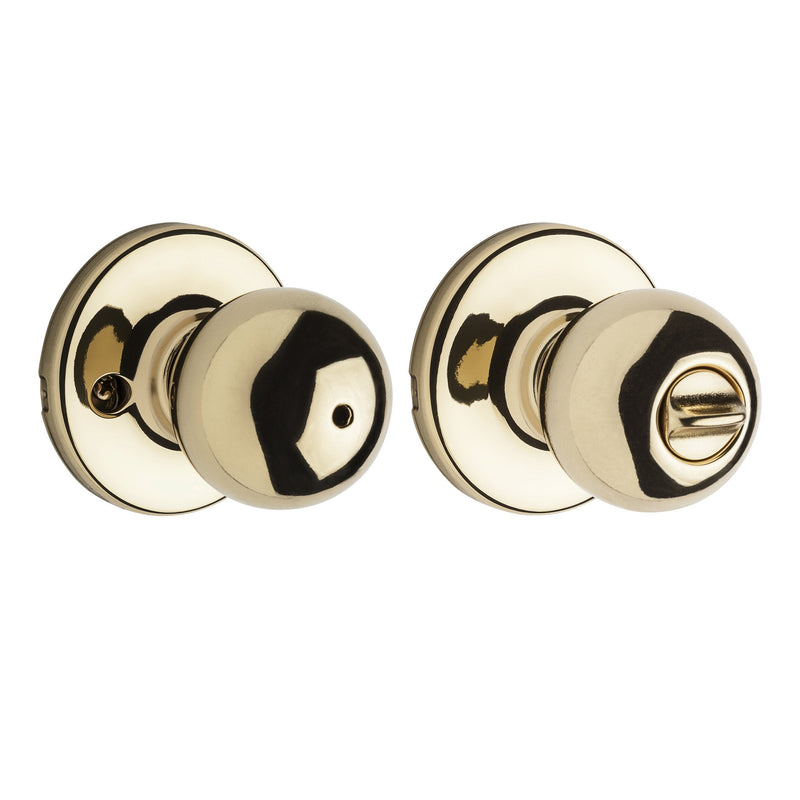 Kwikset 300P 3 CP Polo Bed and Bath Knob, Polished Brass