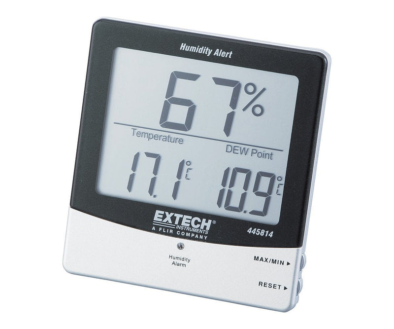 [Australia - AusPower] - Extech 445814 Humidity Alert Hygro-Thermometer with Dew Point - Digital Indoor Humidity Monitor, Programmable Visual and Audible Alarms, Min/Max Memory, Wall Mount or Desktop Stand Stationary Hygro-Thermometer With Alarm 