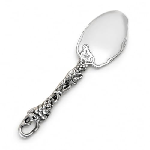 Arthur Court grape motif buffet serving spoon in premium aluminum, 11.5 inches long, for elegant entertaining and serveware.