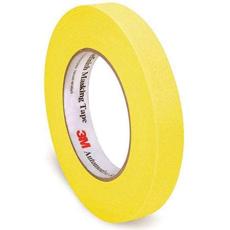 3M Automotive Refinish Masking Tape, 06652, 18 MM X 55 M, Yellow, Crepe Backing, Moisture Resistant, Multi-Purpose, 48 Per Case 3M Automotive Refinish Masking Tape retail packaging