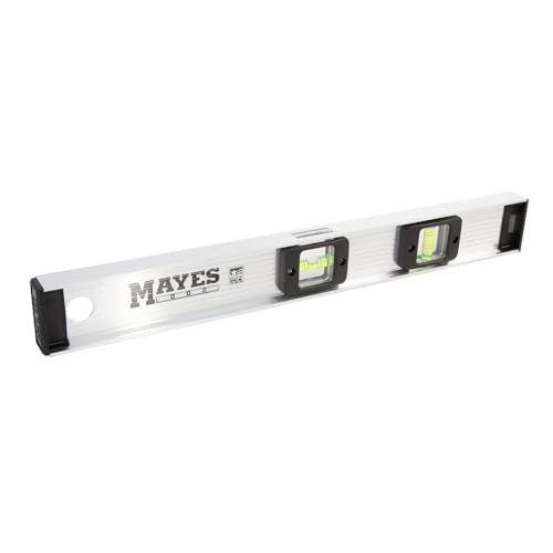 Mayes 10110 Aluminum 18 Inch Level, Proudly Made in USA Leveler Tool, Heavy Duty I-Beam Construction for Jobsite Use, 2 Impact-Resistant Vials, V-Groove for Pipe Work