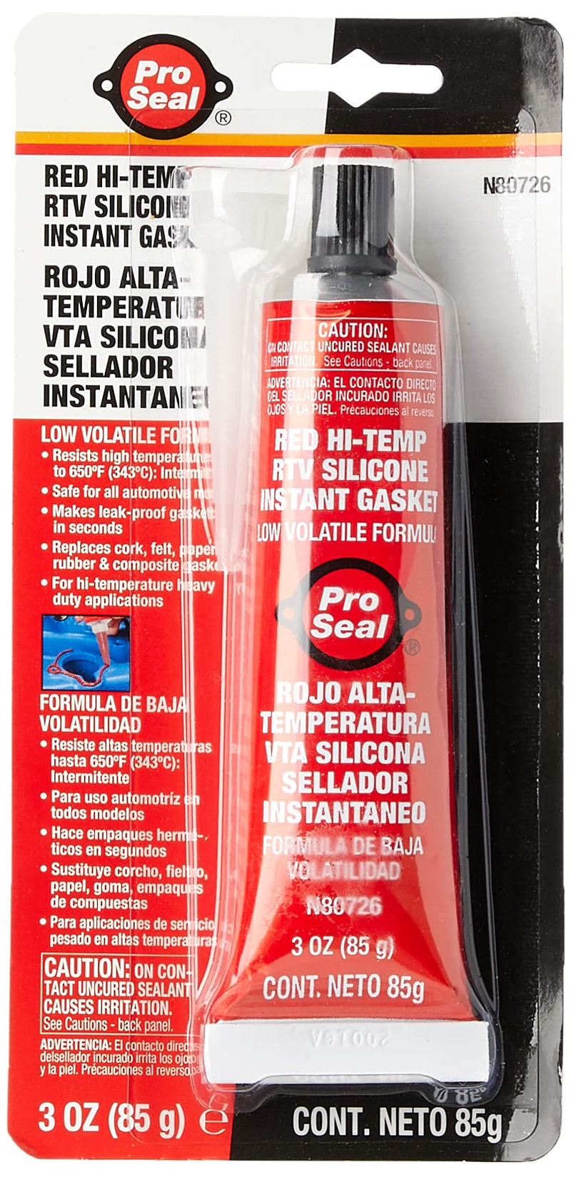 [Australia - AusPower] - Pro-Seal RTV Silicone Sealant, 3 oz Tube, Red (80726) 