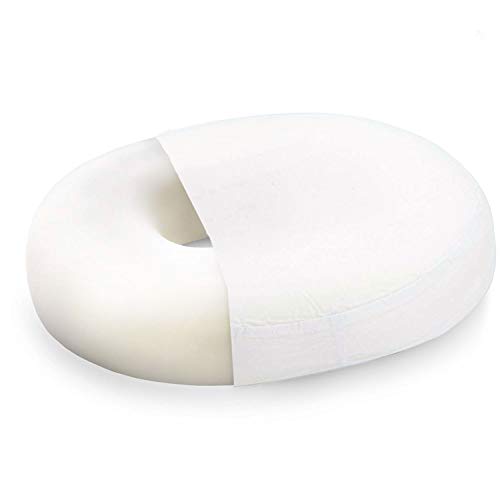 DMI Seat Cushion Donut Pillow and Chair Pillow for Tailbone Pain Relief, Hemorrhoids, Prostate, Pregnancy, Post Natal, Pressure Relief and Surgery, 16 x 13 x 3, White 16 Inch (Pack of 1) Contoured
