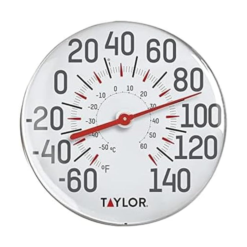 [Australia - AusPower] - Taylor Metal Wall Indoor Outdoor Thermometer, Wireless Thermometer with Easy to Read Large Numbers for Patio, Pool, and Indoor Areas, 12-inch, White 