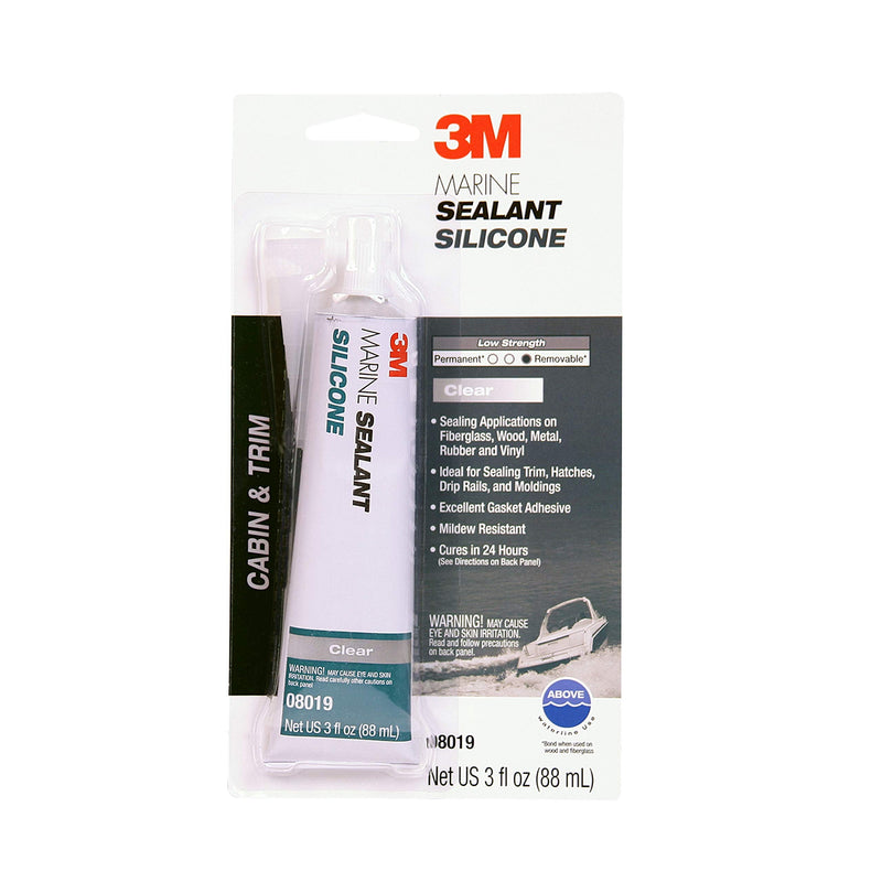 [Australia - AusPower] - 3M Marine Grade Silicone Sealant, 08019, For Boats and RVs, Above the Waterline Interior/Exterior Sealing, Clear, 3 fl oz Tube 
