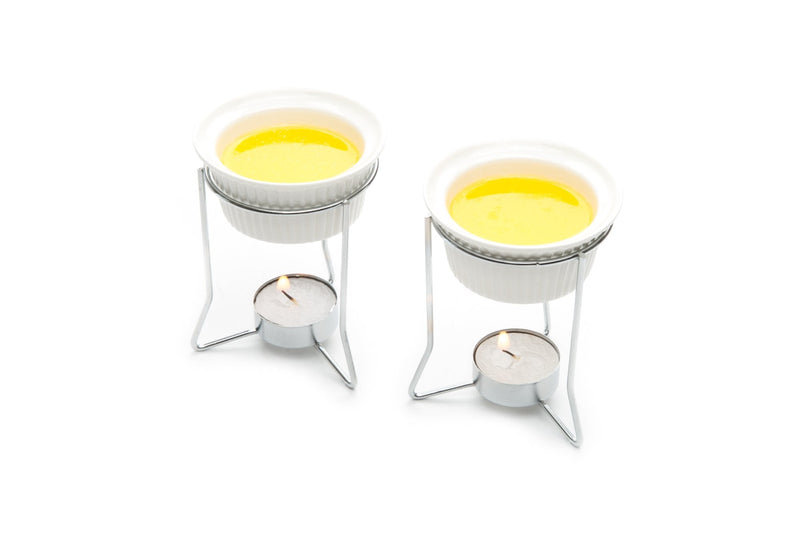 Nantucket Seafood Ceramic Butter Warmers, Set of Two,2 ounce White Butter Warmers