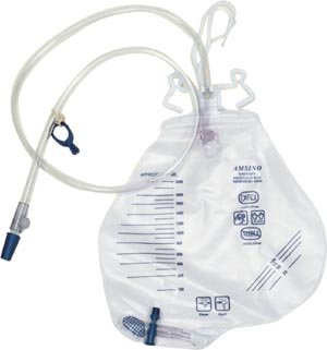 Amsure Urinary Drainage Bag, 2000mL, Anti-Reflux, Pre-Pierced Needle Free Sampling Port AS322