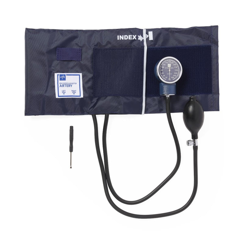 [Australia - AusPower] - Medline Premier Handheld Aneroid Sphygmomanometer, Accurate Readings, Navy, Large Adult Blood Pressure Cuff 1 
