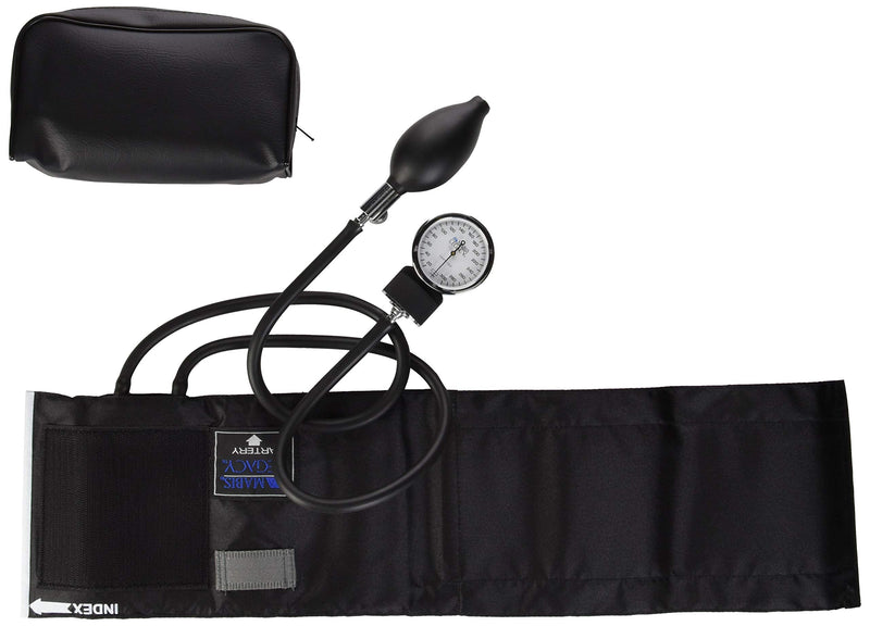 [Australia - AusPower] - MABIS LEGACY Series Aneroid Sphygmomanometer Manual Blood Pressure Monitor with Calibrated Black Nylon Arm Cuff, Cuff Size 11 to 16.4 Inches, Adult Latex 