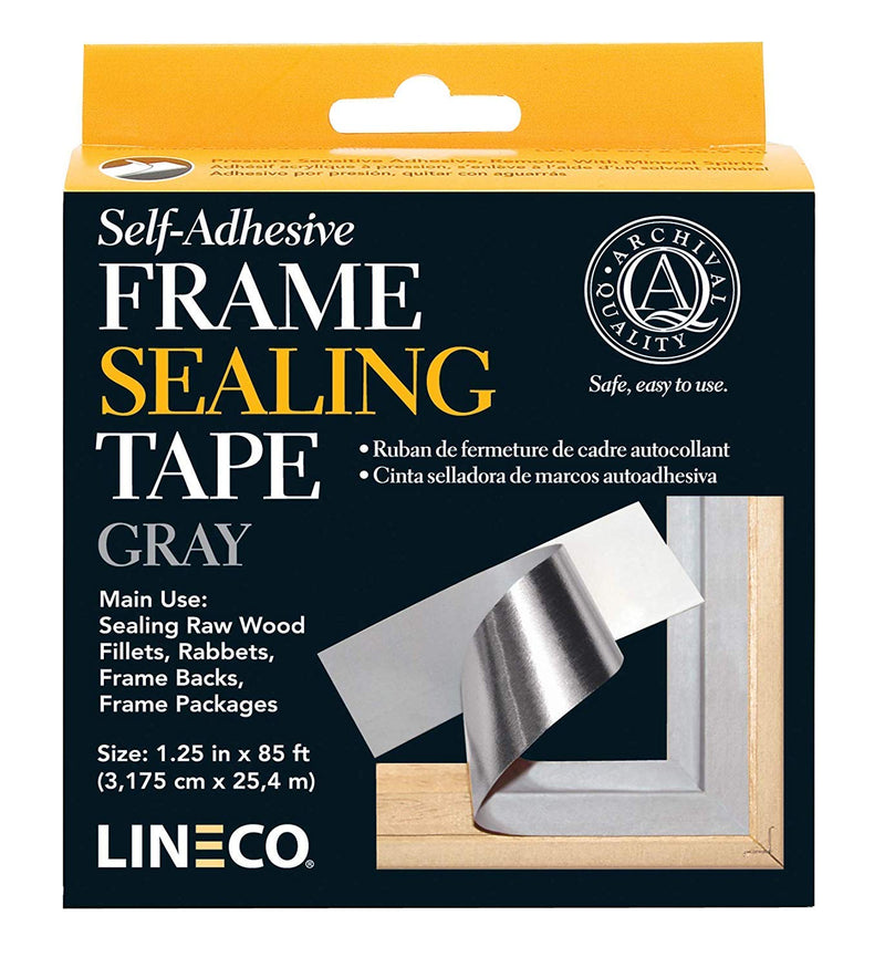 Lineco, Archival Self-Adhesive Frame Sealing Tape, Acid-Free, Non-yellowing Tape for Sealing Frame Backing, DIY, Gray, 1.25 Inch x 85 Feet, Pack of 1 1.25 in x 85 ft Multicolor