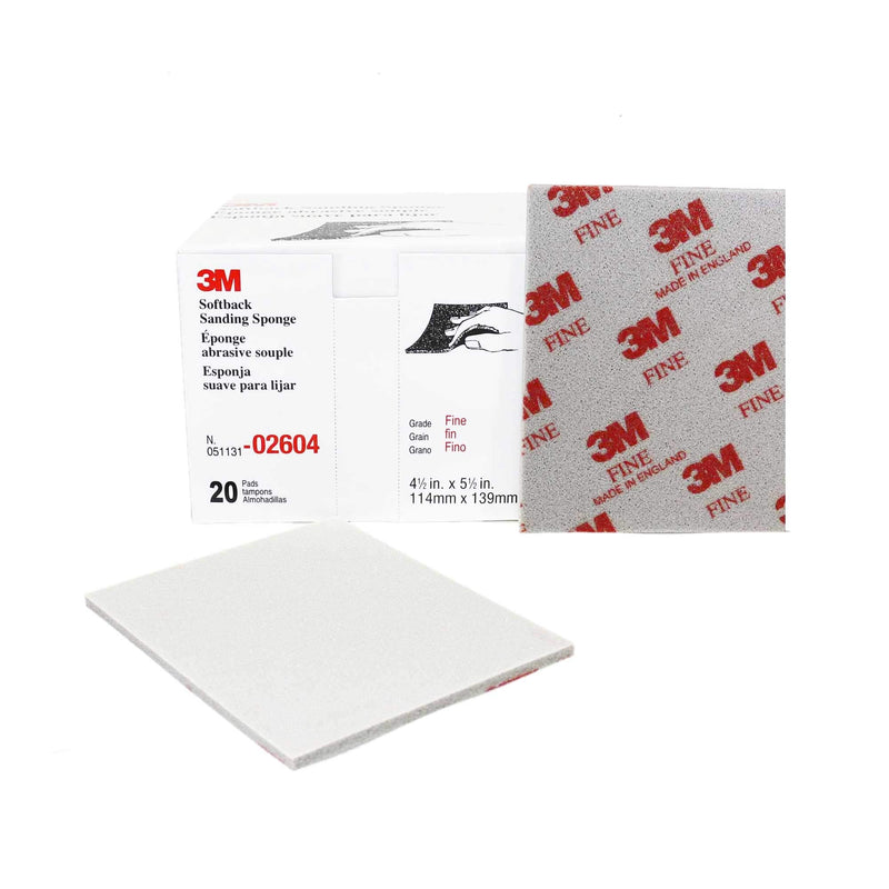 [Australia - AusPower] - 3M Softback Sanding Sponge 02604, 4 1/2 x 5 1/2 in, Fine Grit, Fast Cutting, Gray, 20 Pack 