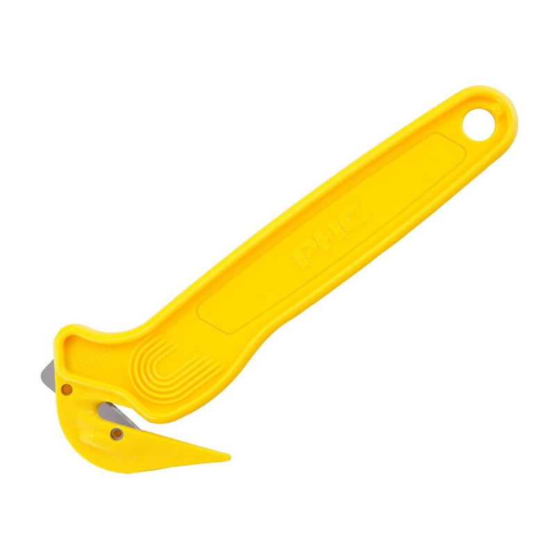 [Australia - AusPower] - Pacific Handy Cutter DFC364 Disposable Film Cutter, Sharp & Durable Steel Blade, Safe and Efficient Cutting Design for Shrink Wrap, Stretch Wrap, Tape, and Plastic Straps , Yellow 