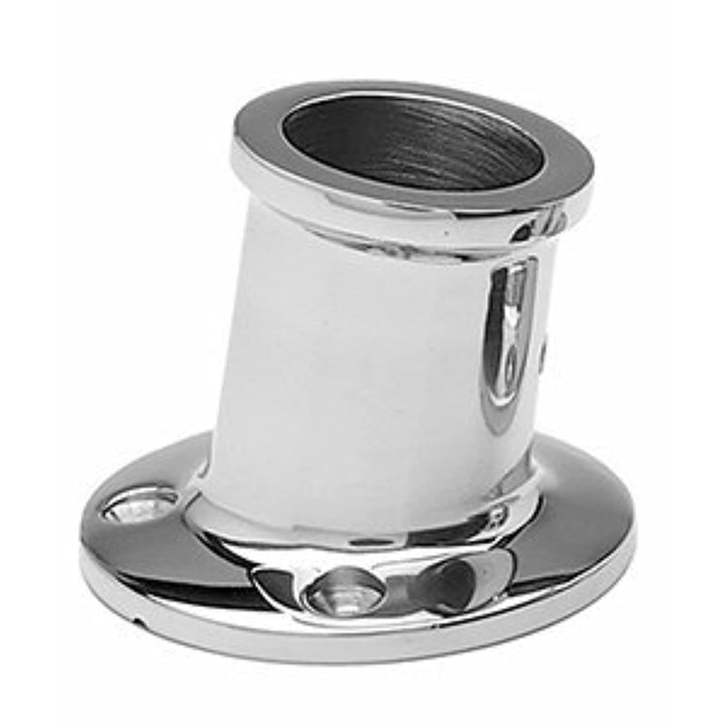 Taylor Made Top-Mount Boat Flag Pole Socket, Tilts 10-Degree Angle, Fits 1" to 1-1/4" Diameter Poles, T316 Polished Stainless Steel, Fits Gunwale, Deck, Pontoon, Marina - 966