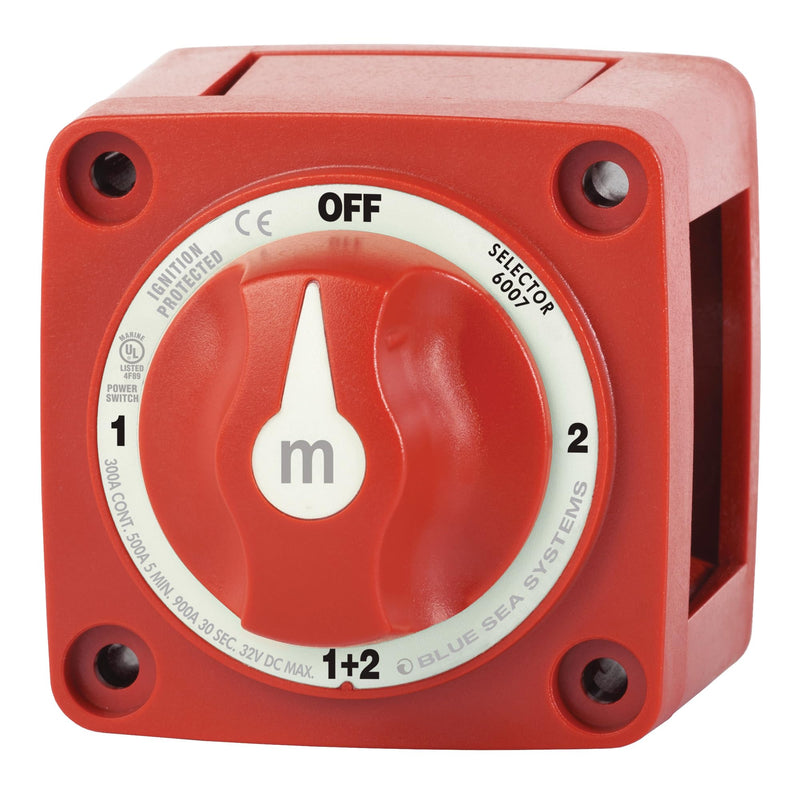 Blue Sea Systems 4‑Position Mini Selector Battery Switch, Red, 6007 m‑Series One size Selector 4 Pos.
