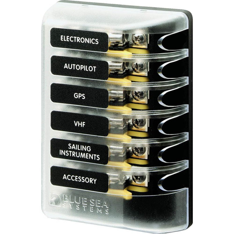 Blue Sea Systems 5018 ST Glass 6 Circuit Fuse Block with Cover