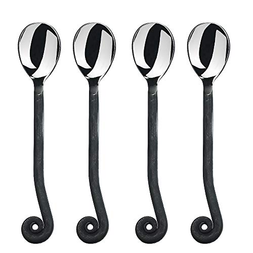 Gourmet Settings - 4-Piece Mini Spoons Set - Treble Clef Collection - Polished/Matte Small Stainless Steel Teaspoons - Demitasse Espresso Cutlery - Dishwasher Safe Flatware (34-900) 4pc Minispoons