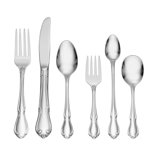 Oneida Chateau 6-piece toddler flatware set with baby spoons and forks, stainless steel silverware for kids.