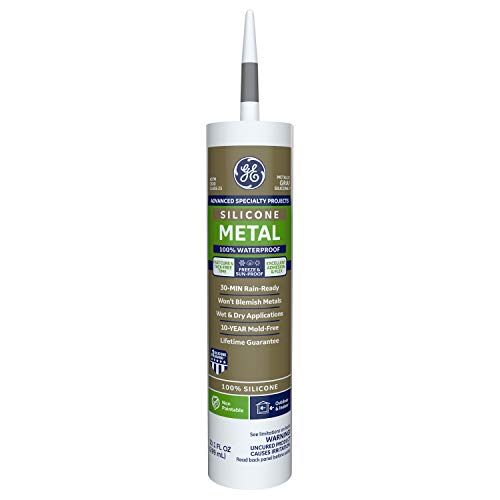 GE Silicone 2 Advanced Metal silicone caulk tube, gray sealant for metal surfaces