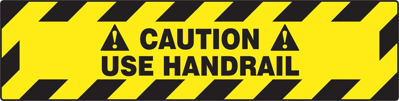 [Australia - AusPower] - Accuform PSR262 Slip-Gard Adhesive Vinyl Step-Style Floor Sign, Legend "Caution USE HANDRAIL", 6" Length x 24" Width, Black on Yellow 