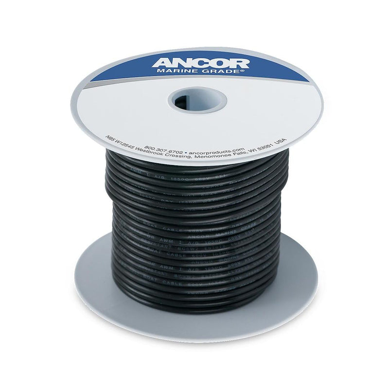 Ancor 100010 Tinned Copper Wire, 18 AWG (0.8mm2), Black - 100ft