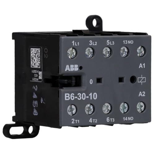 abb-entrelec B6 – minicontactor -3010 220 – 240 V 40/450hz Screw | Mini Contactor GJL1211001R8100 - 20A AC-1 - 9A AC-3 - 4kW Power - 52.5x57.5x46.7 mm - Compact Motor Control
