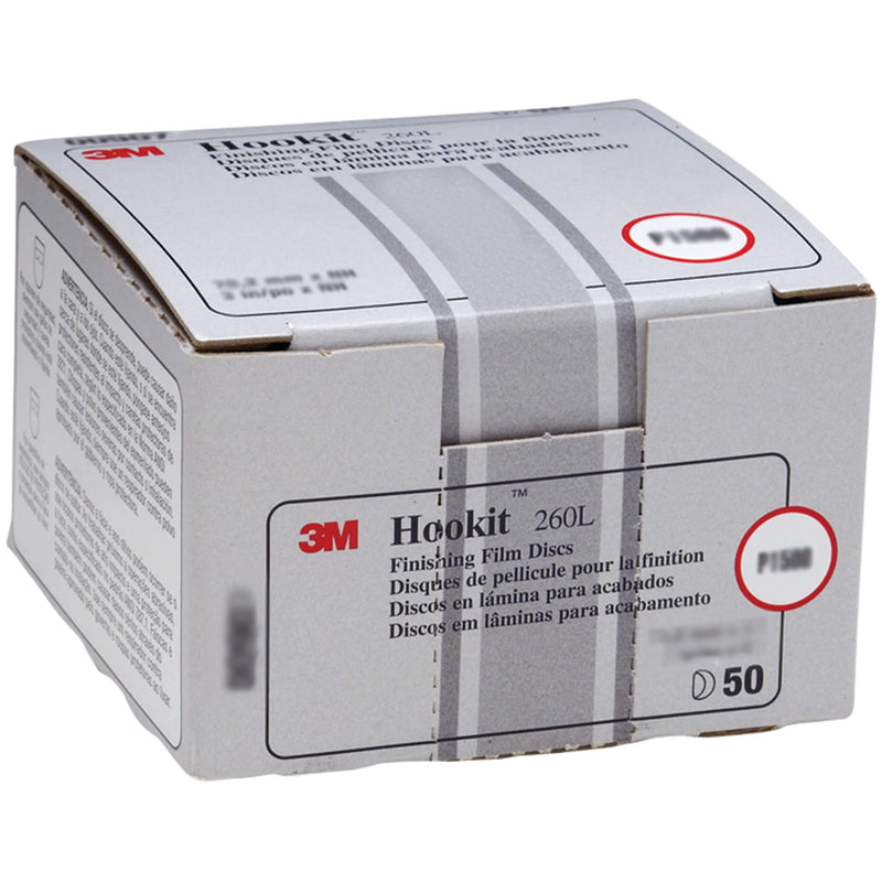 3M Hookit Finishing Film Abrasive Disc 260L, 00910, 3 in, P800, 50 discs per carton
